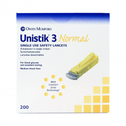 Unistik 3 Owen Mumford AT 1004-Unistik 3 Normal Safety Lancet, Lancets (BX) - Unistik 3 Normal Safet